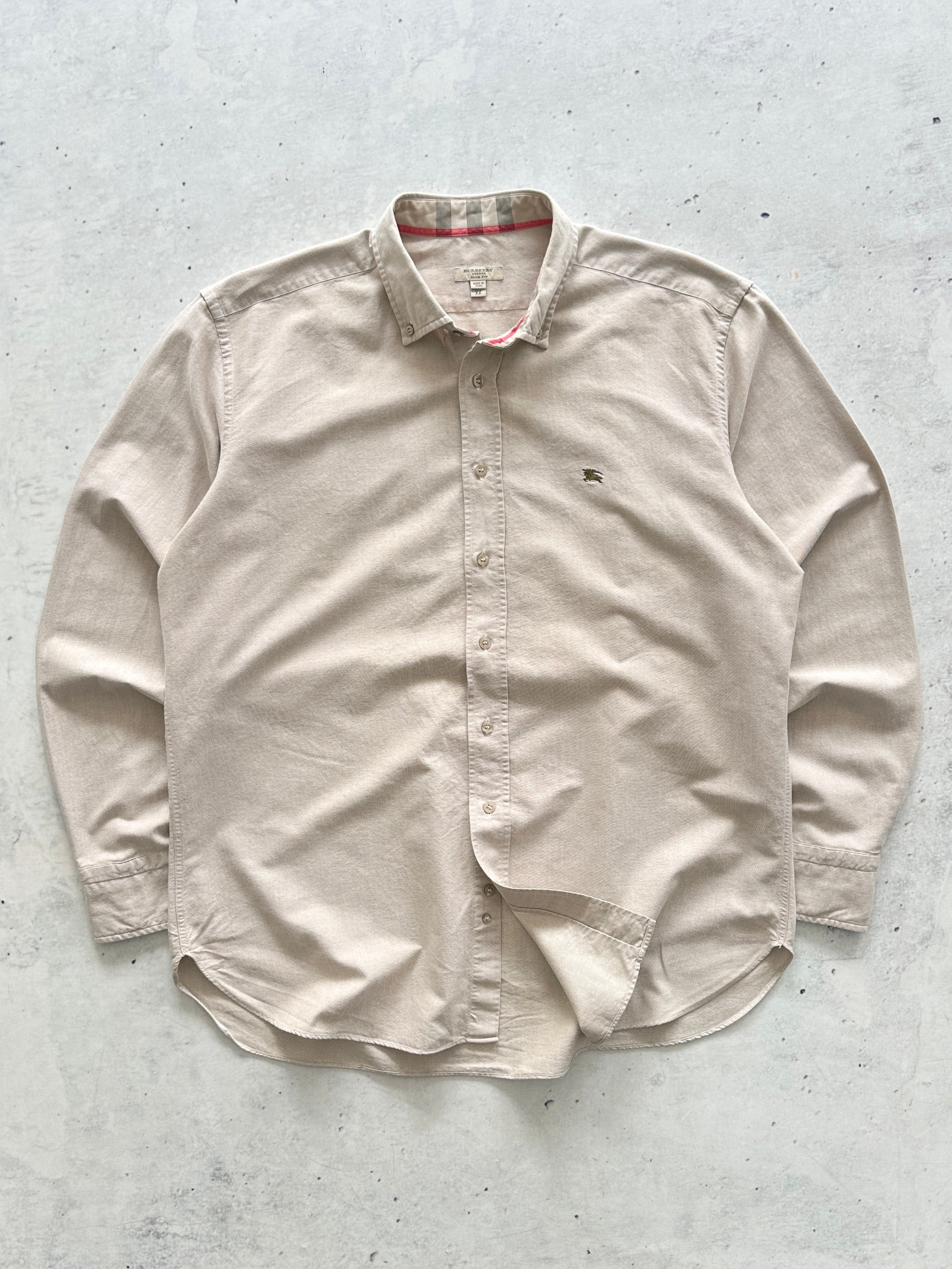 00's Burberry Nova Check Linen / Cotton Long Sleeve Shirt (XXL)
