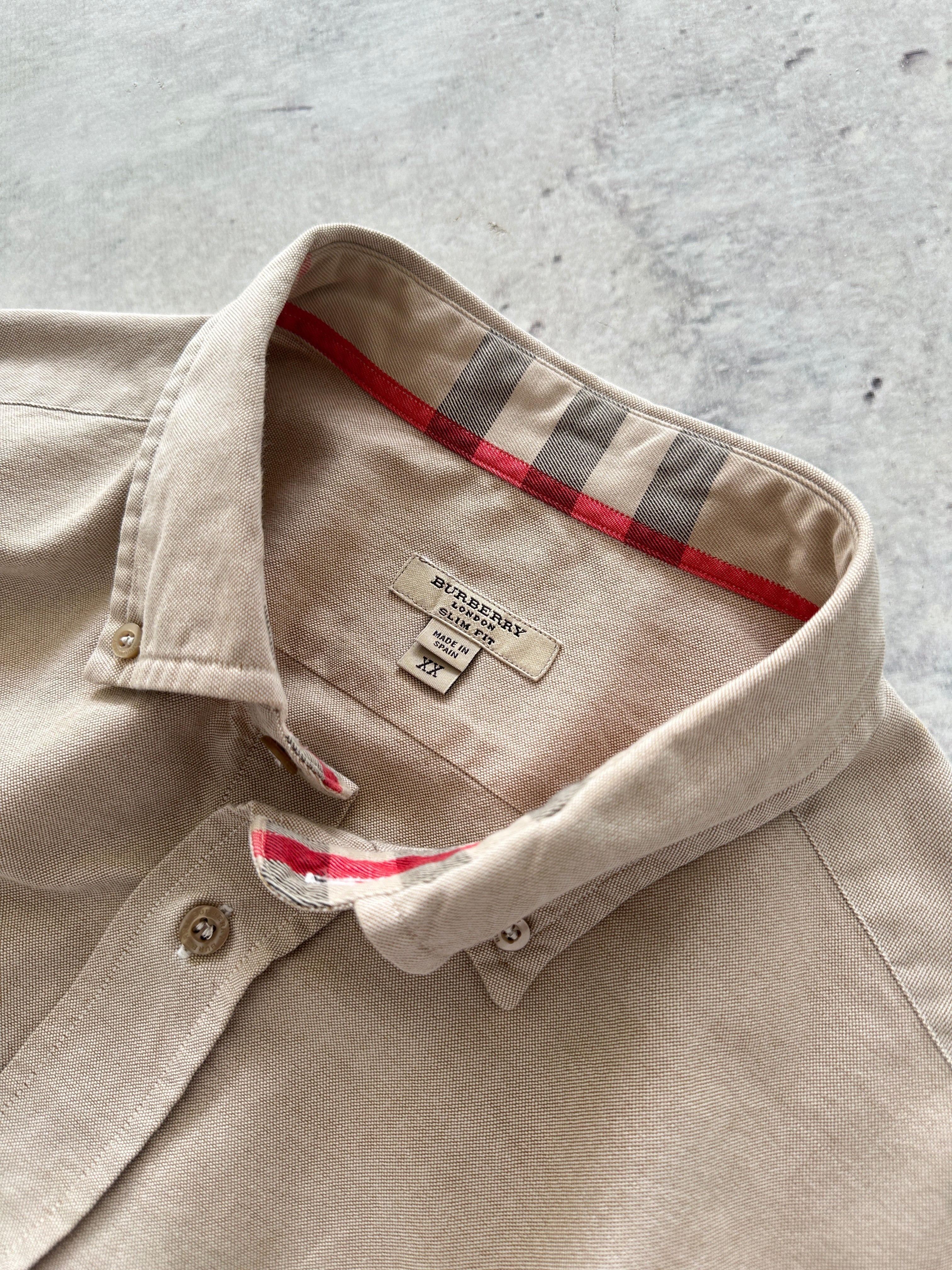 00's Burberry Nova Check Linen / Cotton Long Sleeve Shirt (XXL)