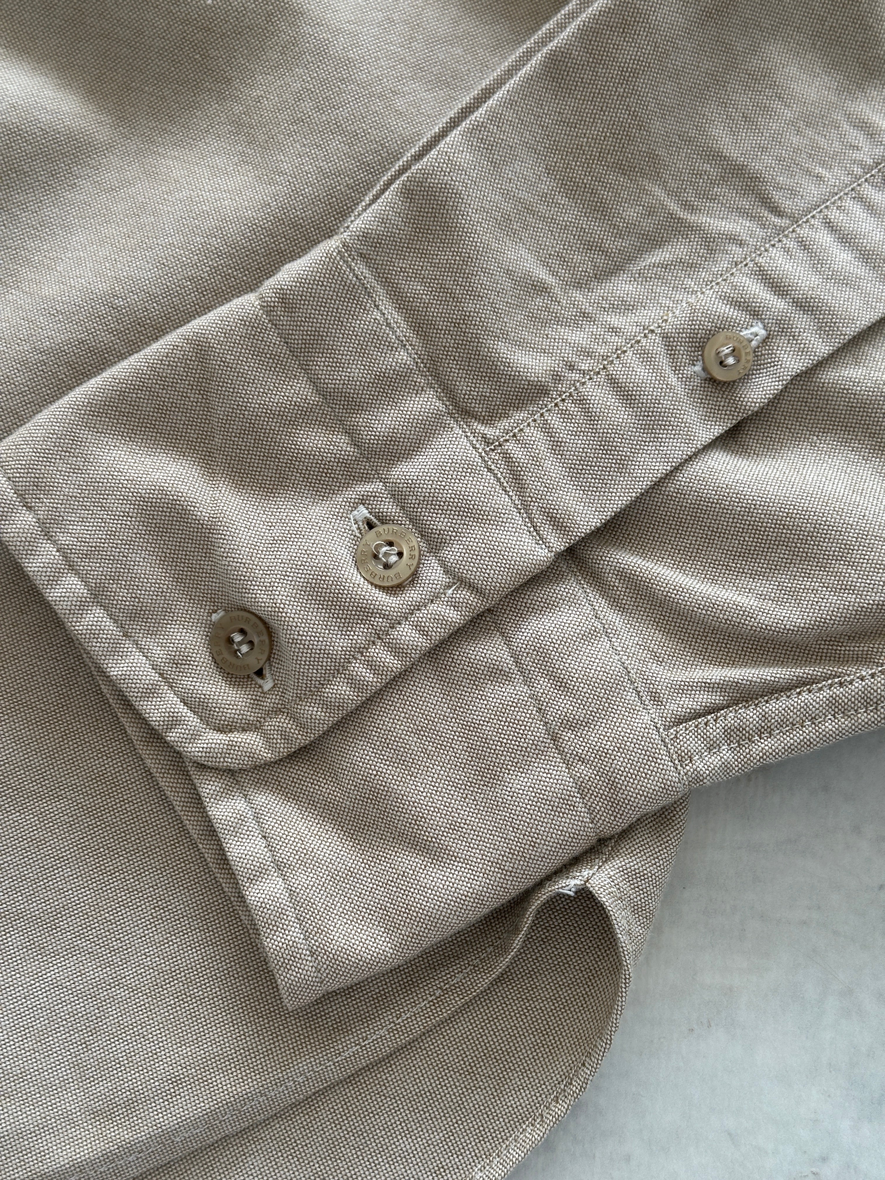 00's Burberry Nova Check Linen / Cotton Long Sleeve Shirt (XXL)