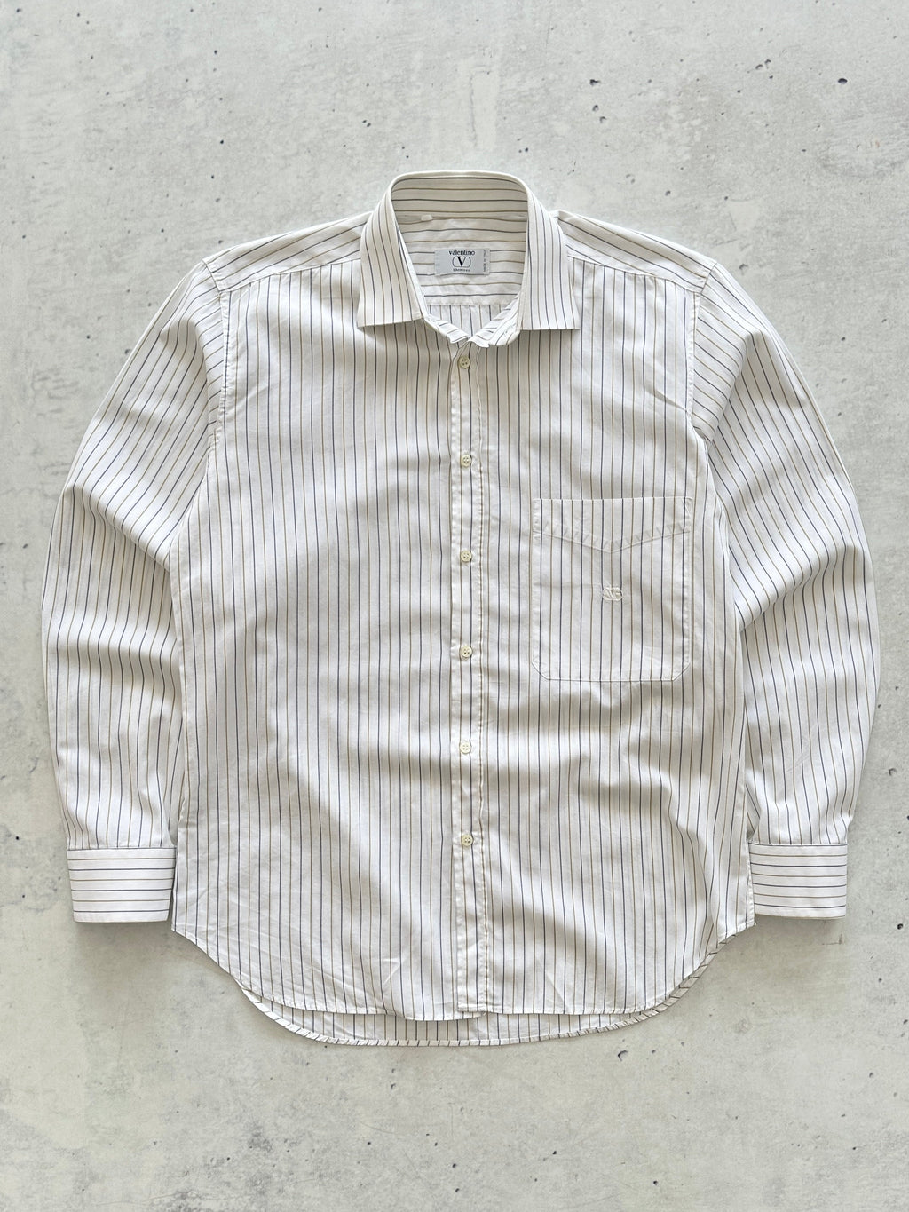 90's Valentino Chemises Vertical Stripe Long Sleeve Shirt (L)