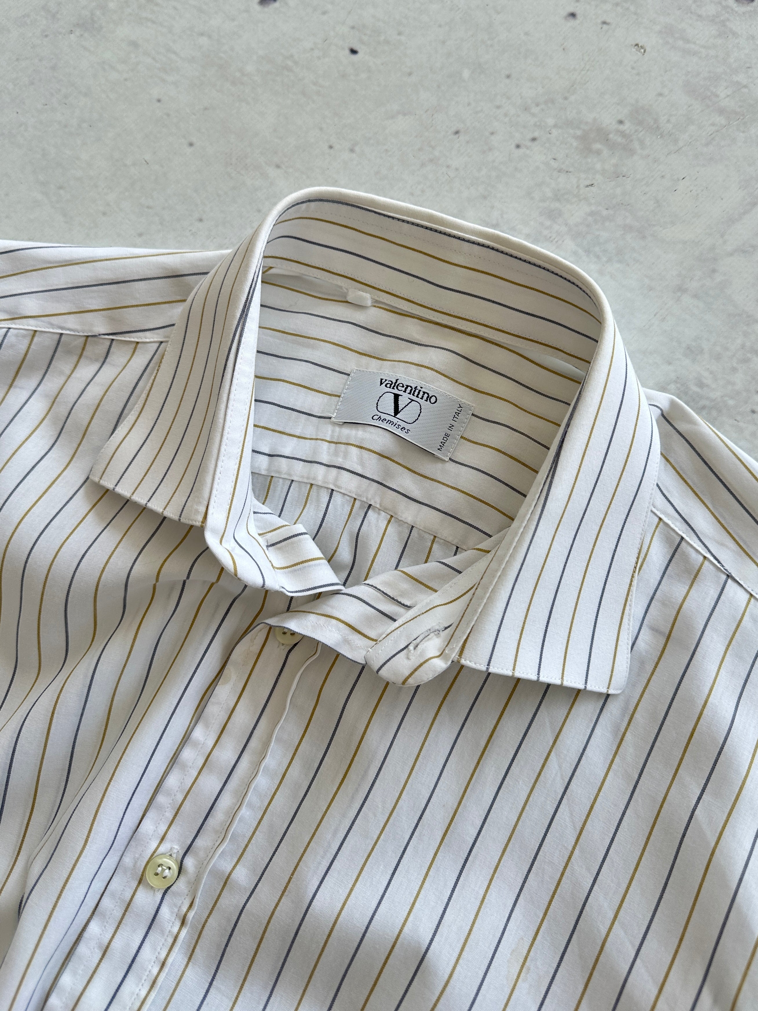 90's Valentino Chemises Vertical Stripe Long Sleeve Shirt (L)