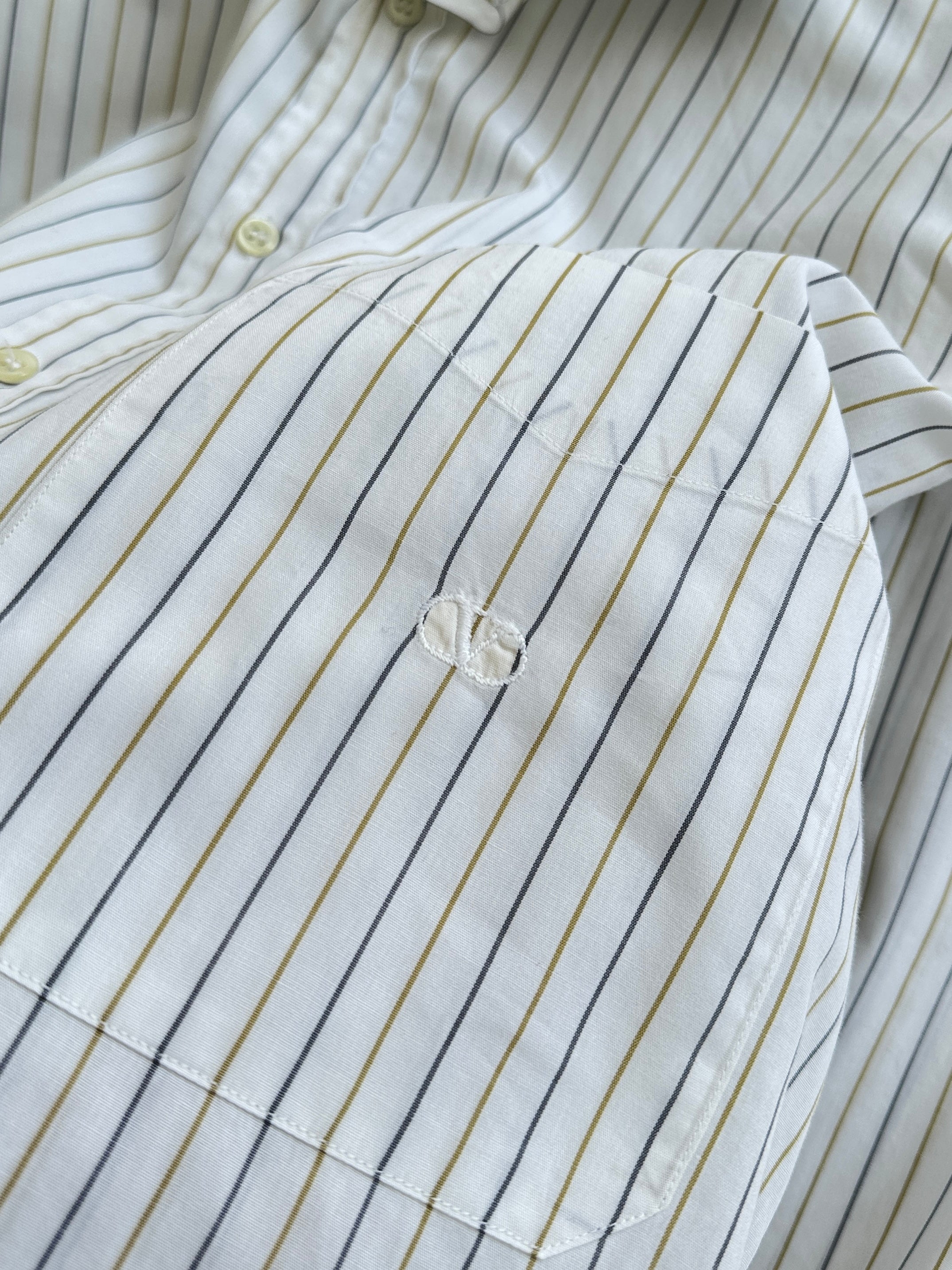 90's Valentino Chemises Vertical Stripe Long Sleeve Shirt (L)