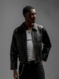 Everyday Boxy Leather Jacket - Jet Black